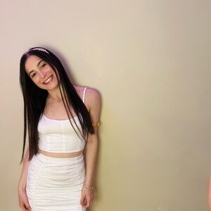 White Ruched Two-Piece Set